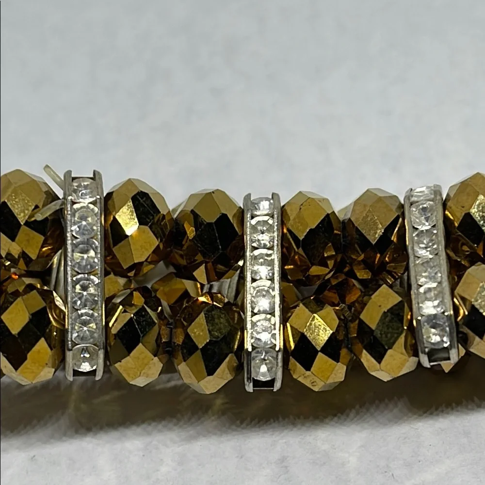 Elegant Gold and Silver  faced coated Beaded stretch Bracelet